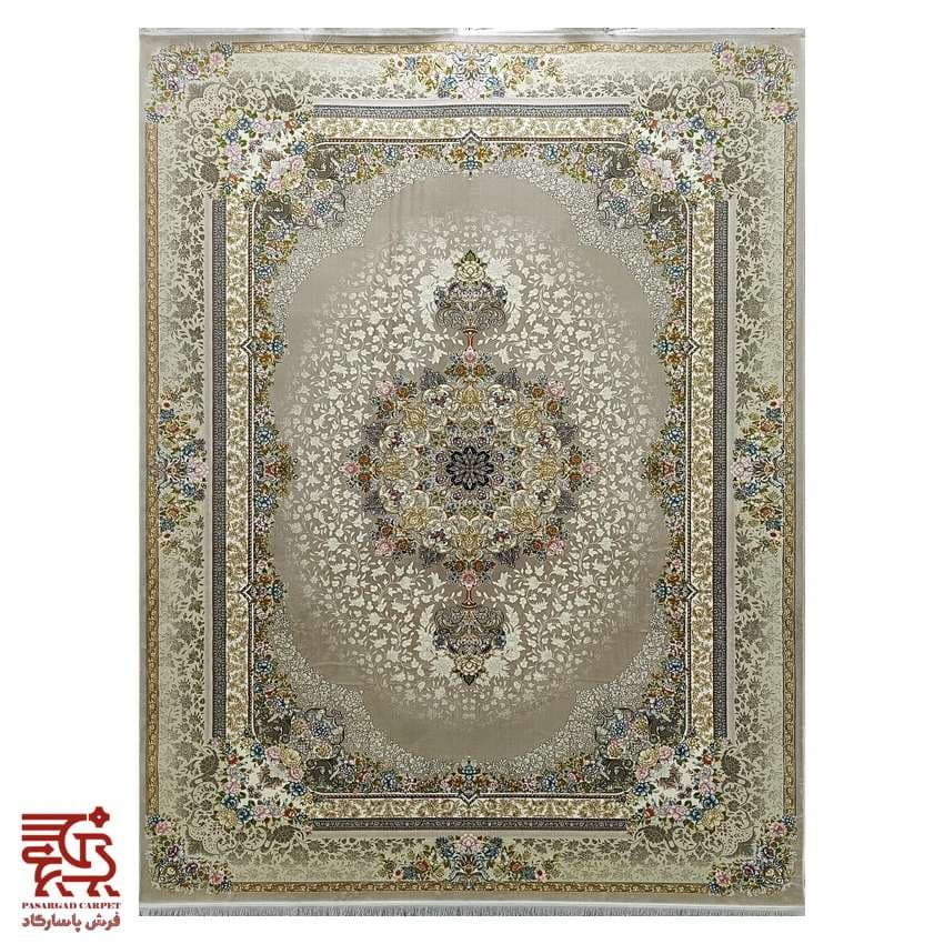 فرش 700 شانه ماشینی گل برجسته طرح سوفیا نقره ای — تصویر ۴
