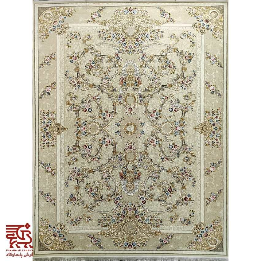 فرش کرم جدید طرح عروس افشان 700 شانه گلبرجسته