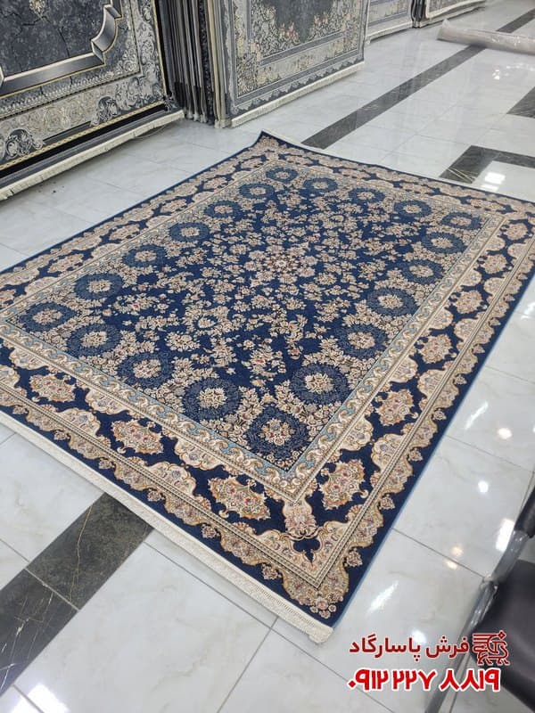 فرش 1500 شانه سرمه ای جدید طرح آوا