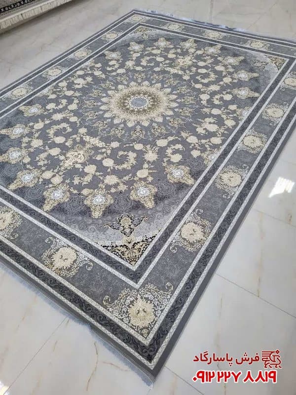 فرش 1500 شانه دودی طلایی جدید کد 15039 — تصویر ۵