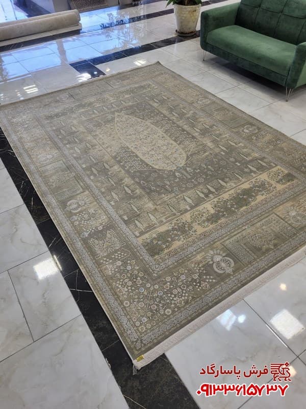 فرش وینتیج درختی 1200 شانه طوسی