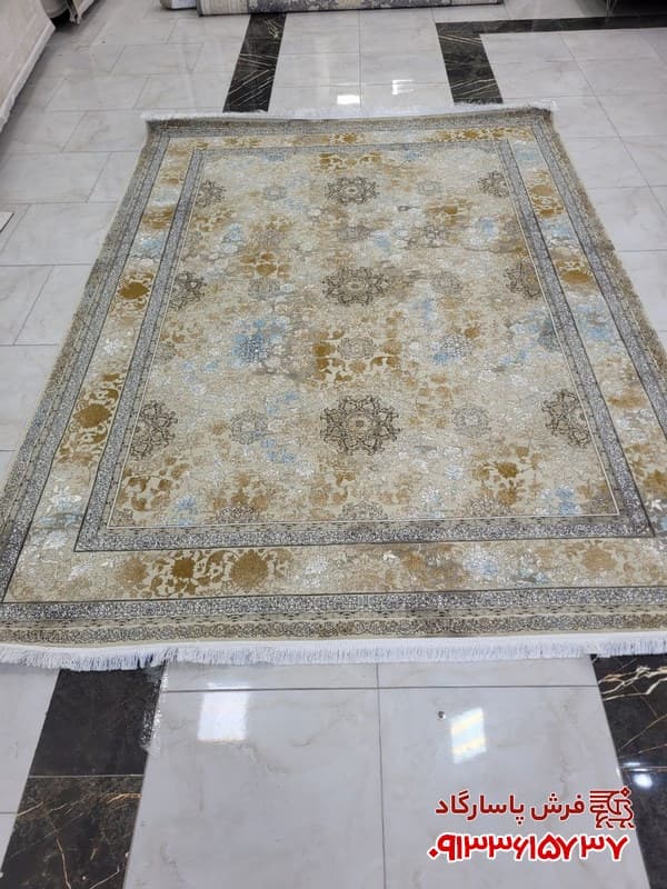 1200 شانه وینتیج طلایی آبی گل برجسته — تصویر ۳