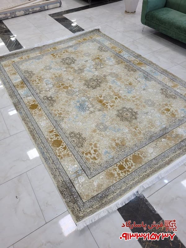 1200 شانه وینتیج طلایی آبی گل برجسته — تصویر ۴