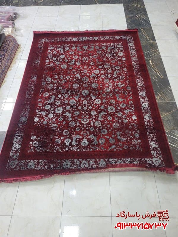 فرش لاکی نقره ای 700 شانه طرح وینتیج — تصویر ۴