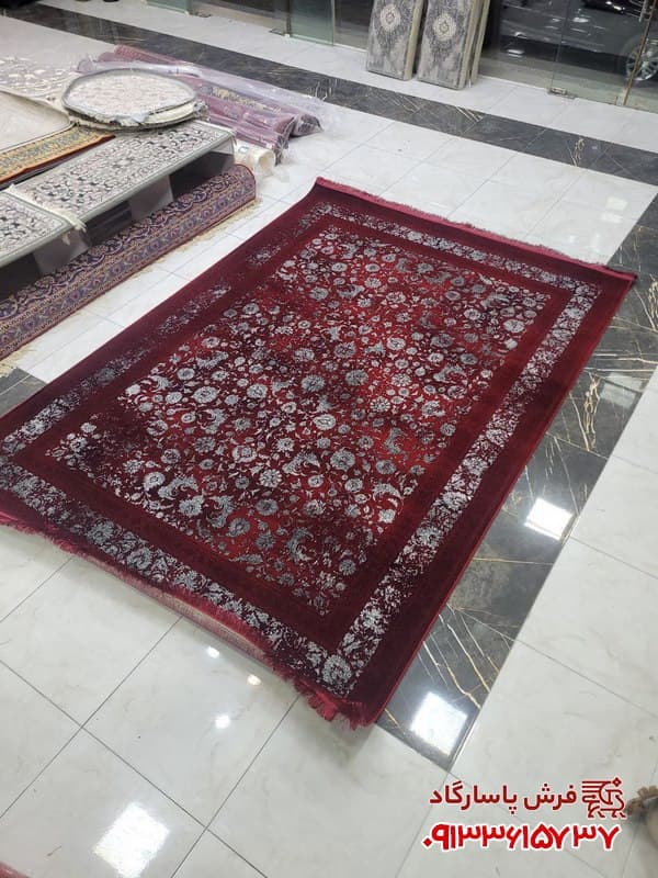 فرش لاکی نقره ای 700 شانه طرح وینتیج