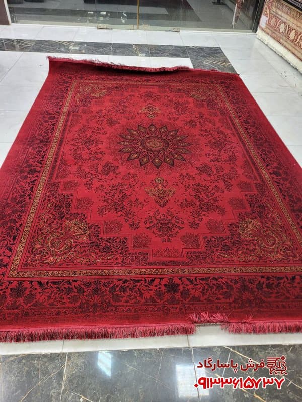 فرش ماشینی قرمز 700 شانه تراکم 2550 — تصویر ۳