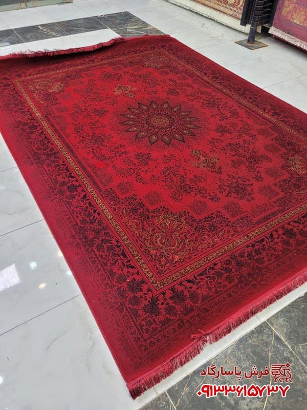 فرش ماشینی قرمز 700 شانه تراکم 2550 — تصویر ۴