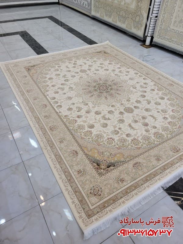 فرش کرم 1500 شانه تراکم 4500 طرح سیما — تصویر ۴