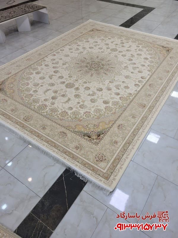 فرش کرم 1500 شانه تراکم 4500 طرح سیما