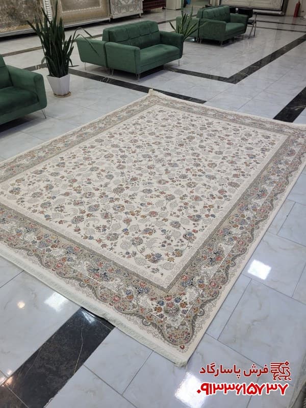 فرش افشان گل ریز کرم 1200 شانه تراکم 3600 — تصویر ۴