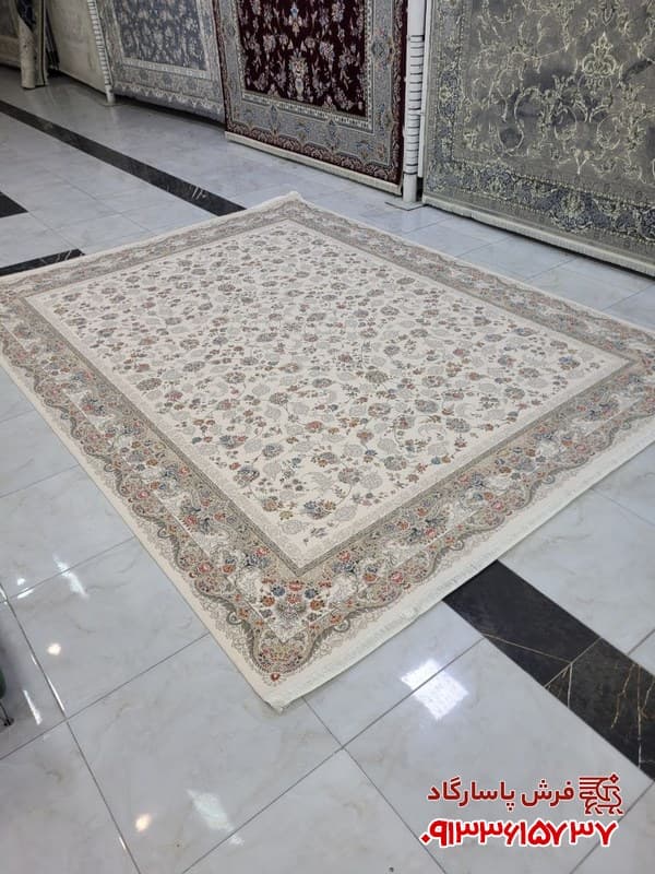 فرش افشان گل ریز کرم 1200 شانه تراکم 3600
