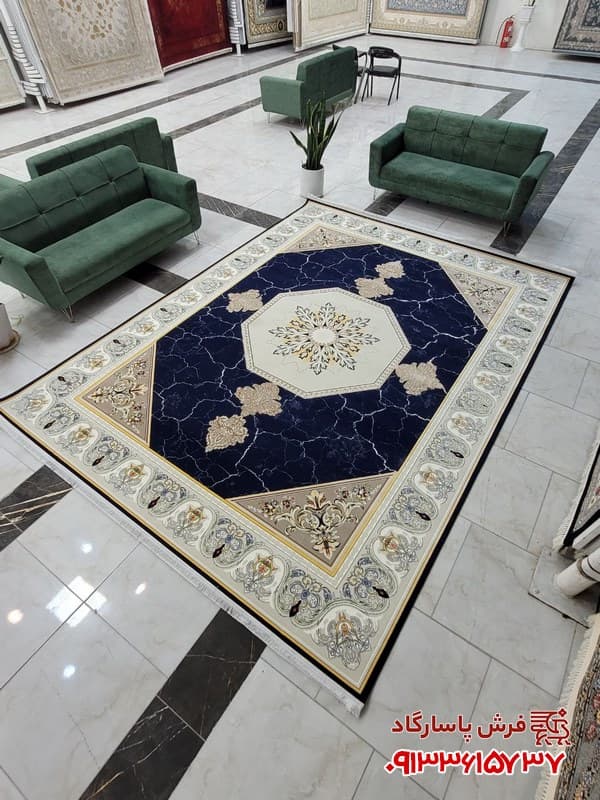فرش مدرن سرمه ای 1200 شانه تراکم 3600 طرح ابرا — تصویر ۲