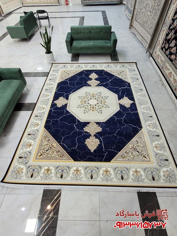 فرش مدرن سرمه ای 1200 شانه تراکم 3600 طرح ابرا — تصویر ۶