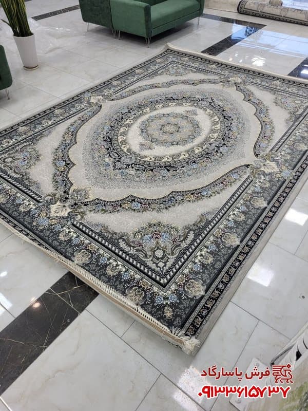 فرش مدرن نقره ای 700 شانه گل برجسته طرح آرکان — تصویر ۸