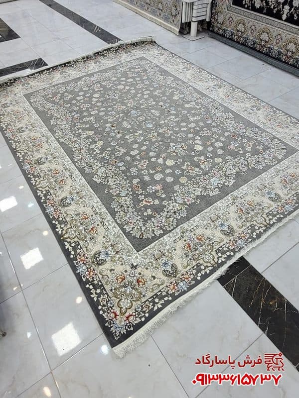 فرش جدید افشان طرح شاپرک دودی 700 شانه برجسته — تصویر ۴