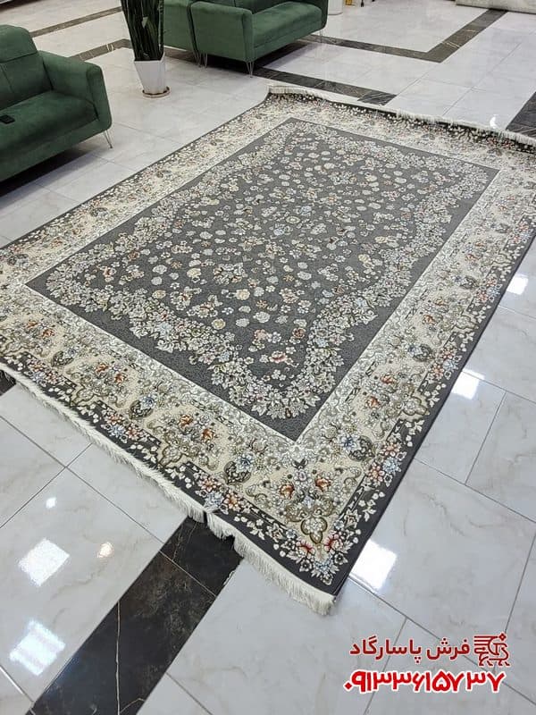 فرش جدید افشان طرح شاپرک دودی 700 شانه برجسته