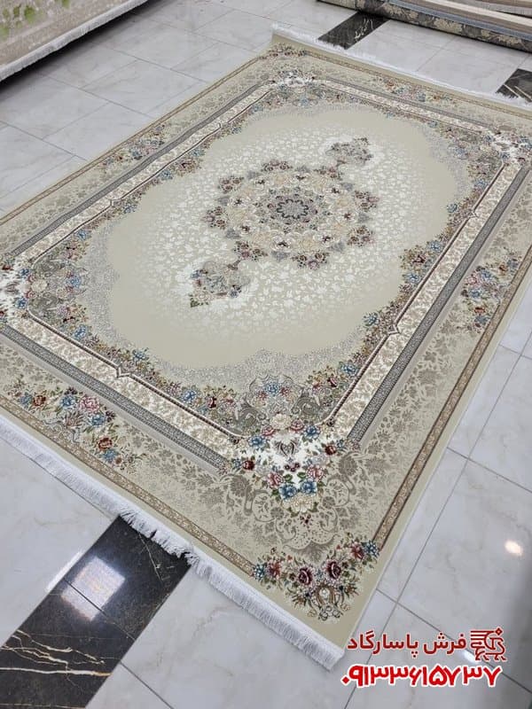 فرش وینتیج صدفی طرح سرو 700 شانه گل برجسته — تصویر ۸