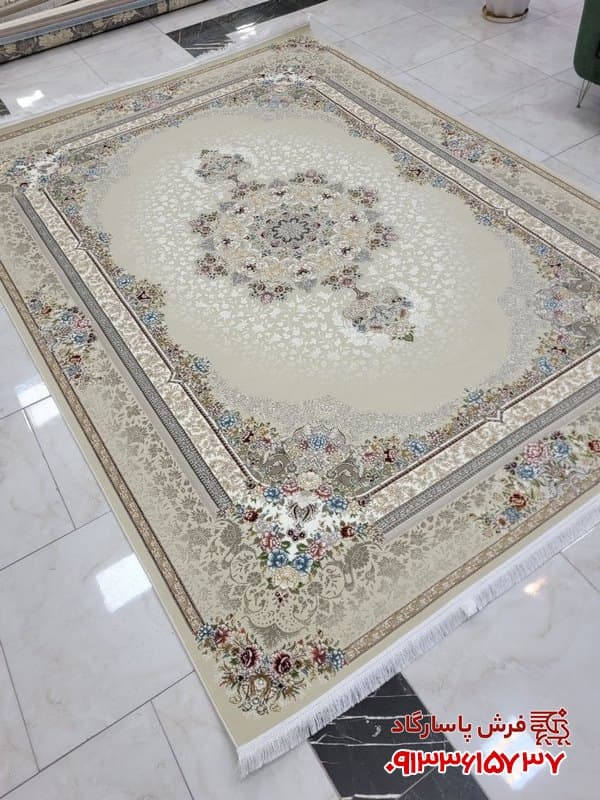 فرش وینتیج صدفی طرح سرو 700 شانه گل برجسته — تصویر ۷