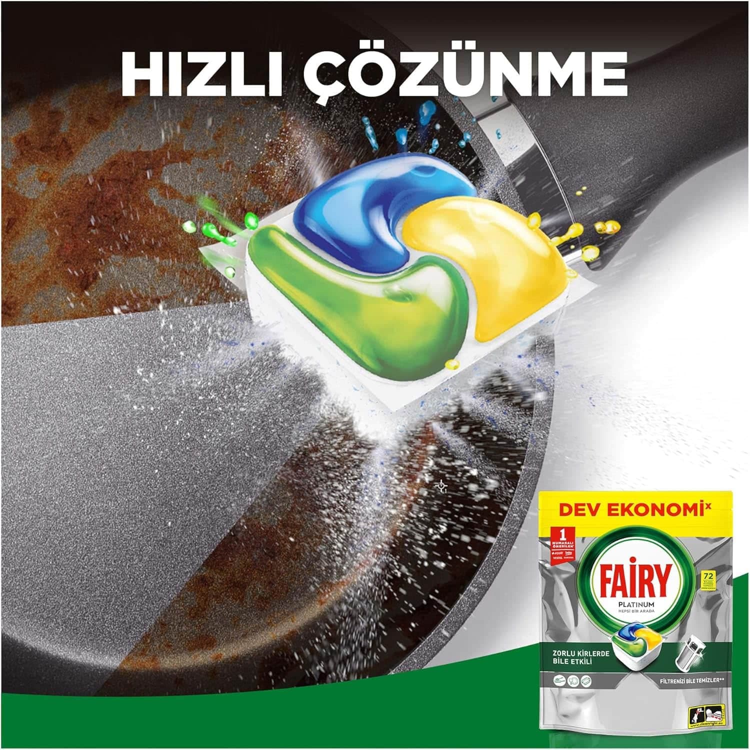 قرص ماشین ظرفشویی فیری مدل Platinum بسته 72 عددی — تصویر ۸