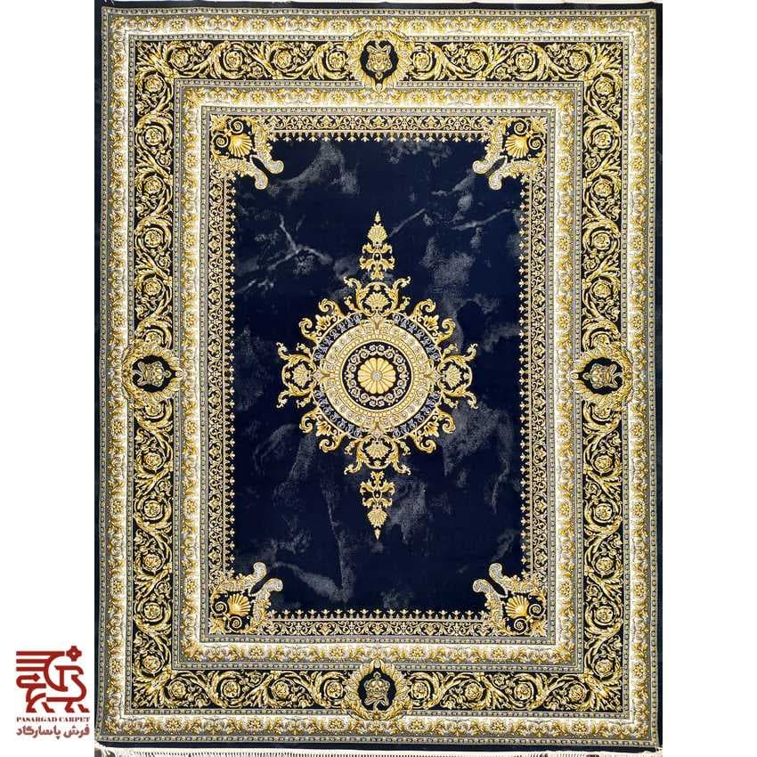 فرش طلاکوب سرمه ای طرح ژیوا 700 شانه