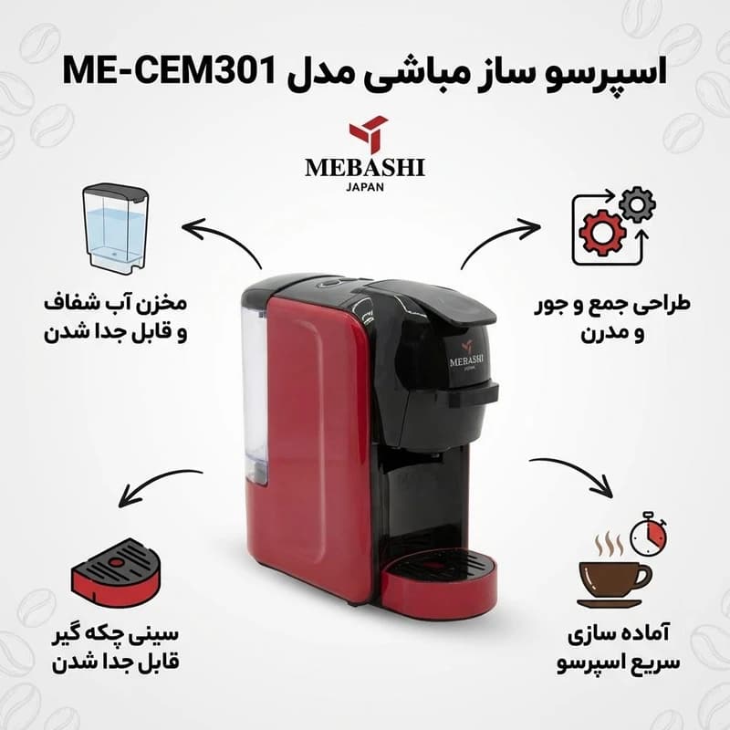 اسپرسوساز مباشی 600 میلیلیتری مدل ME-CEM301 — تصویر ۳