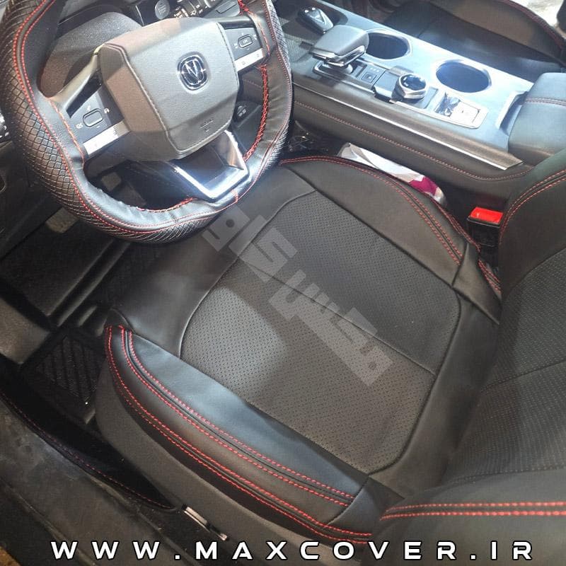 روکش صندلی چانگان Changan CS55 چرم و پارچه مشکی — تصویر ۸