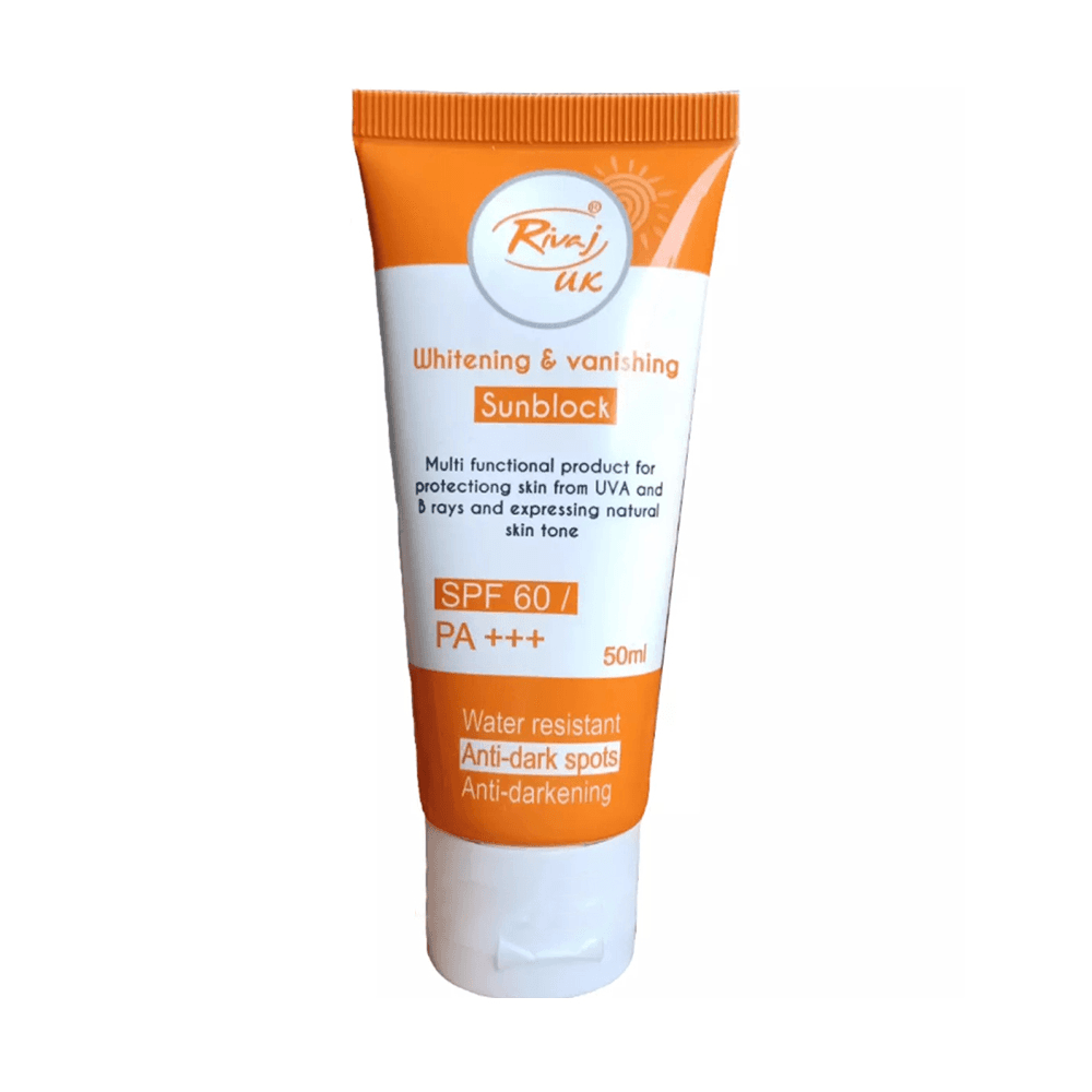 ضد آفتاب بی رنگ سفید کننده و ناپدید کننده لک های تیره ریواج انگلستان SPF60+++ 50ml اورجینال — تصویر ۷