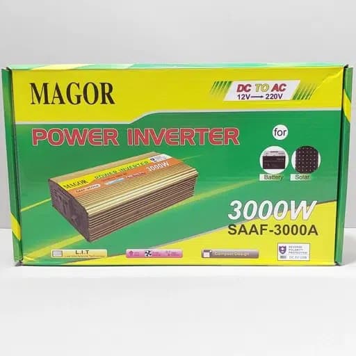 مبدل برق خودرو ماگور MAGOR مدل 3000A (اینورتر 12 به 220 ولت) – توان 3000 وات + پورت USB — تصویر ۶