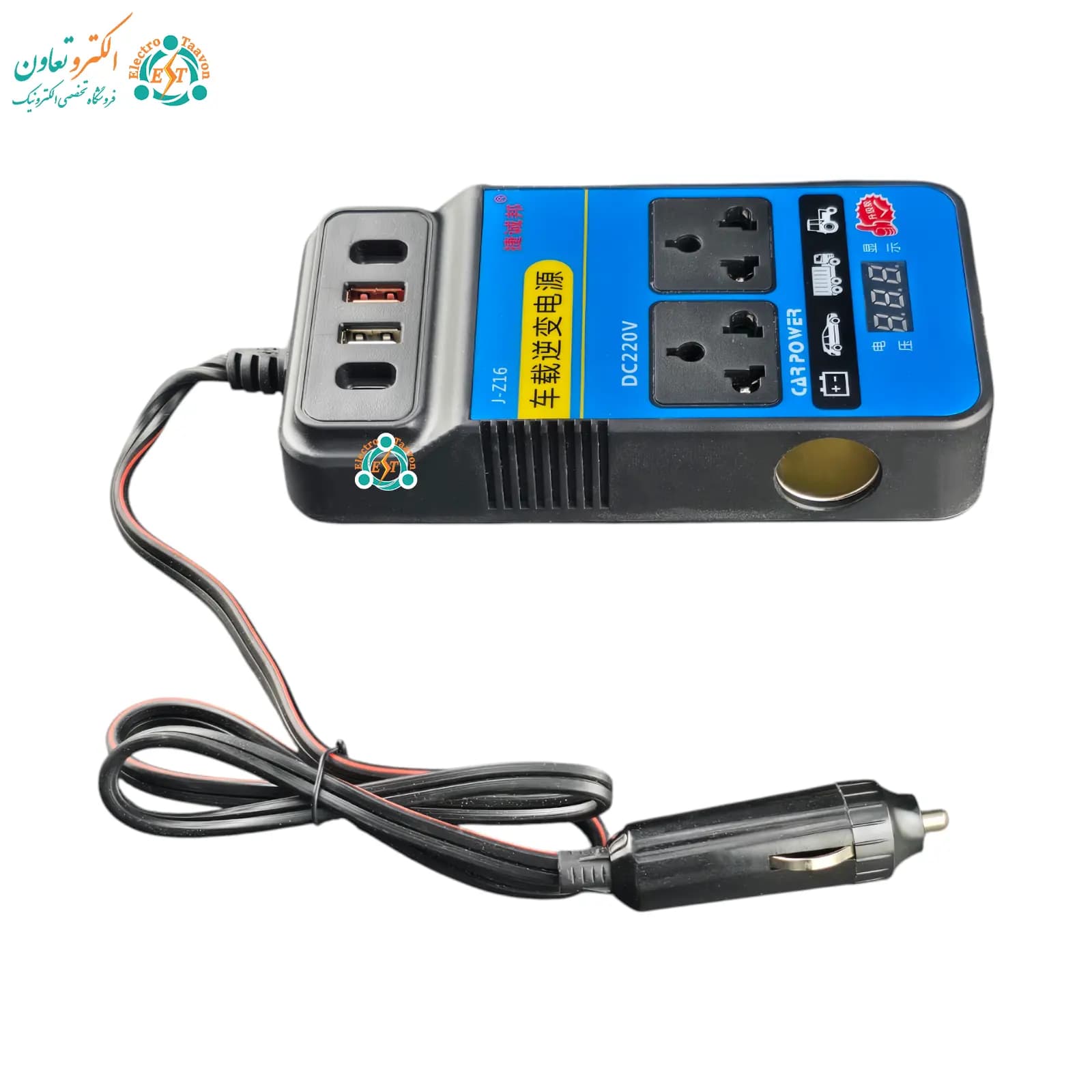 اینورتر فندکی ماشین ولتاژ 220V و توان 100W مدل j-z16 — تصویر ۳