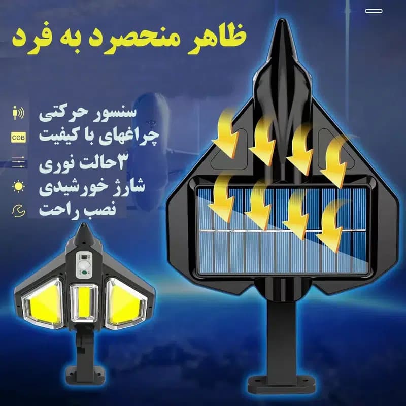 چراغ دیواری خورشیدی سنسوردار مدل HB_J16 ضدآب — تصویر ۵