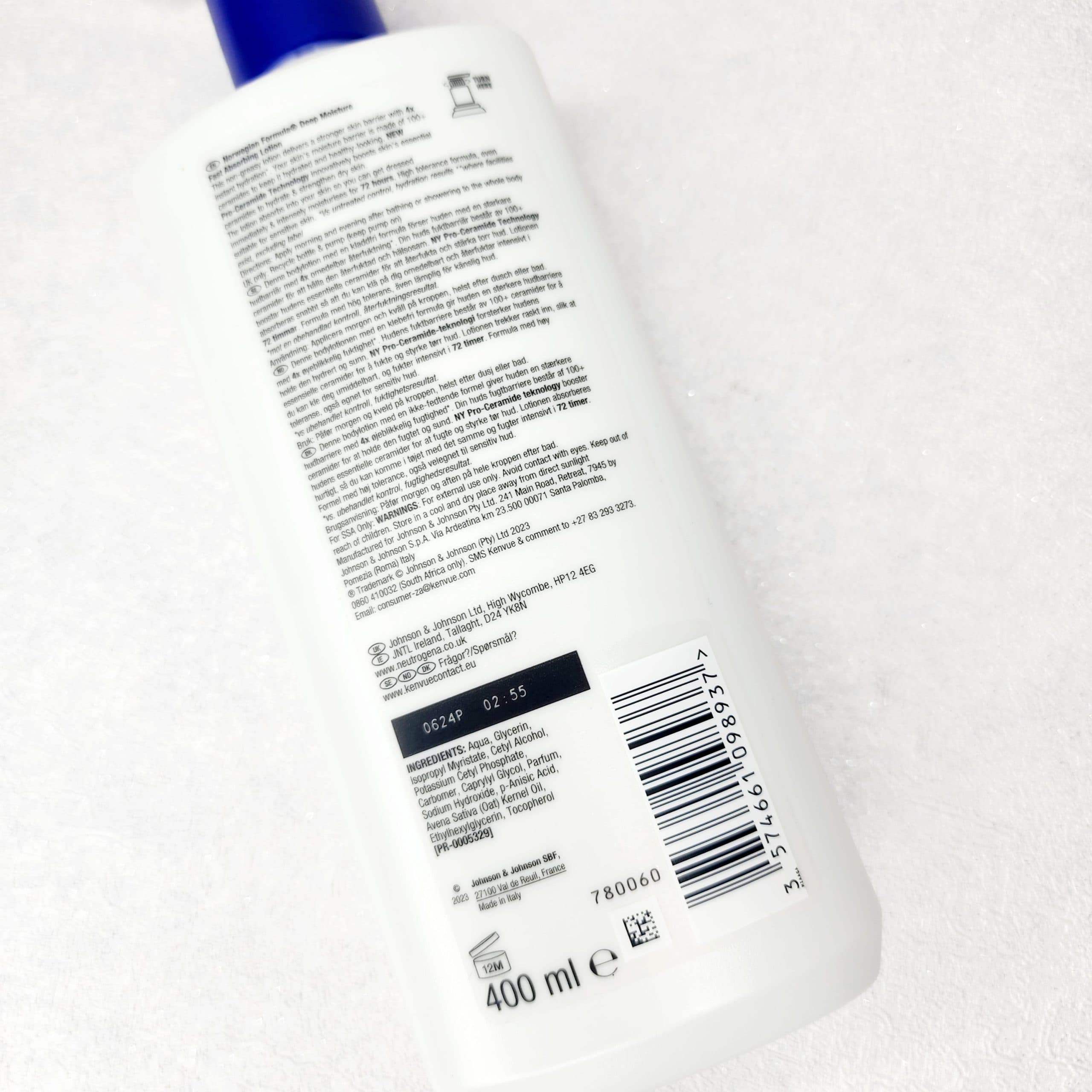لوسیون بدن Deep Moisture نوتروژینا 400 میل مناسب پوست خشک Neutrogena — تصویر ۶