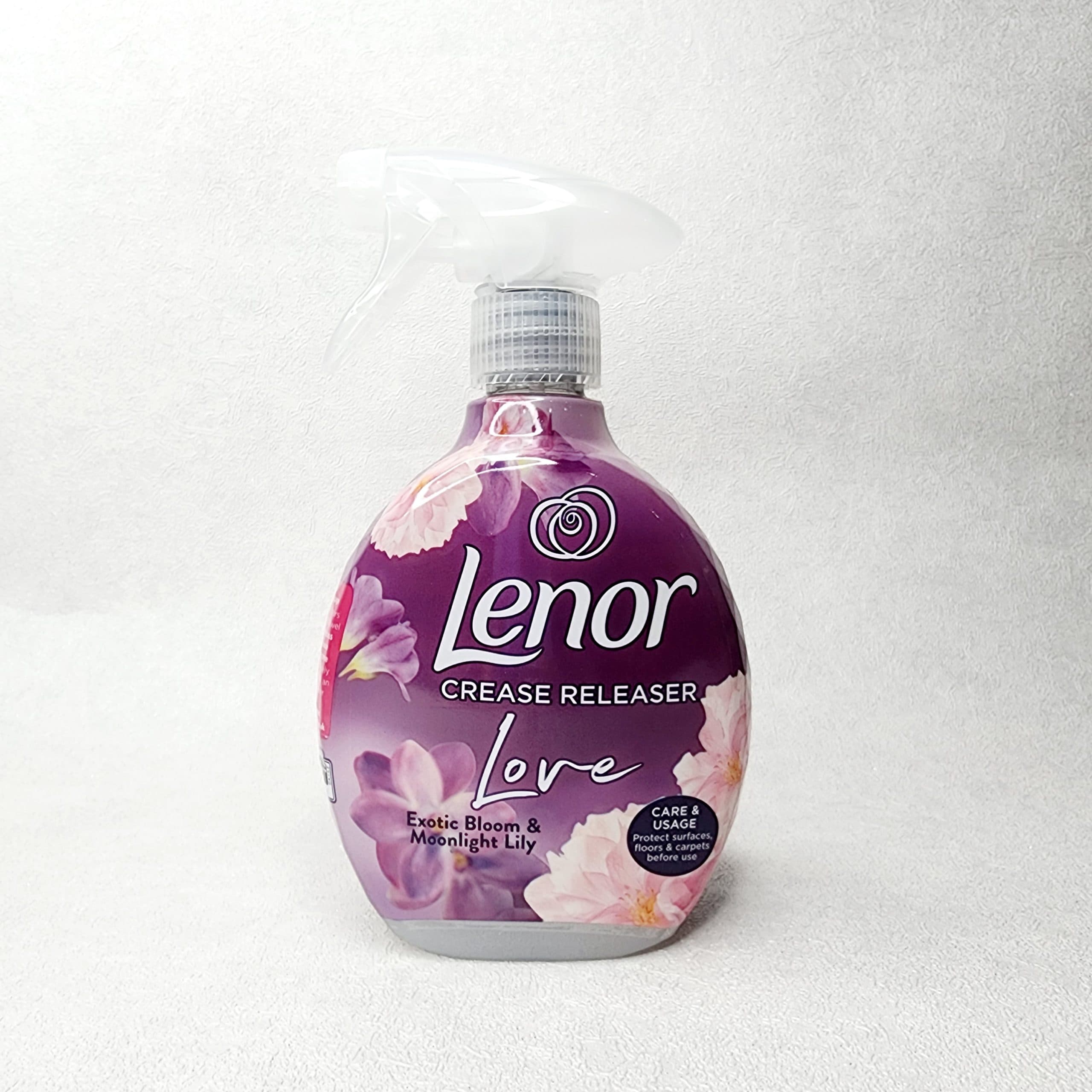 اسپری ضدچروک و اتو لباس لنور رایحه شکوفه و سوسن شب تاب Lenor Exotic Bloom & Moonlight Lily حجم 500 میل — تصویر ۲