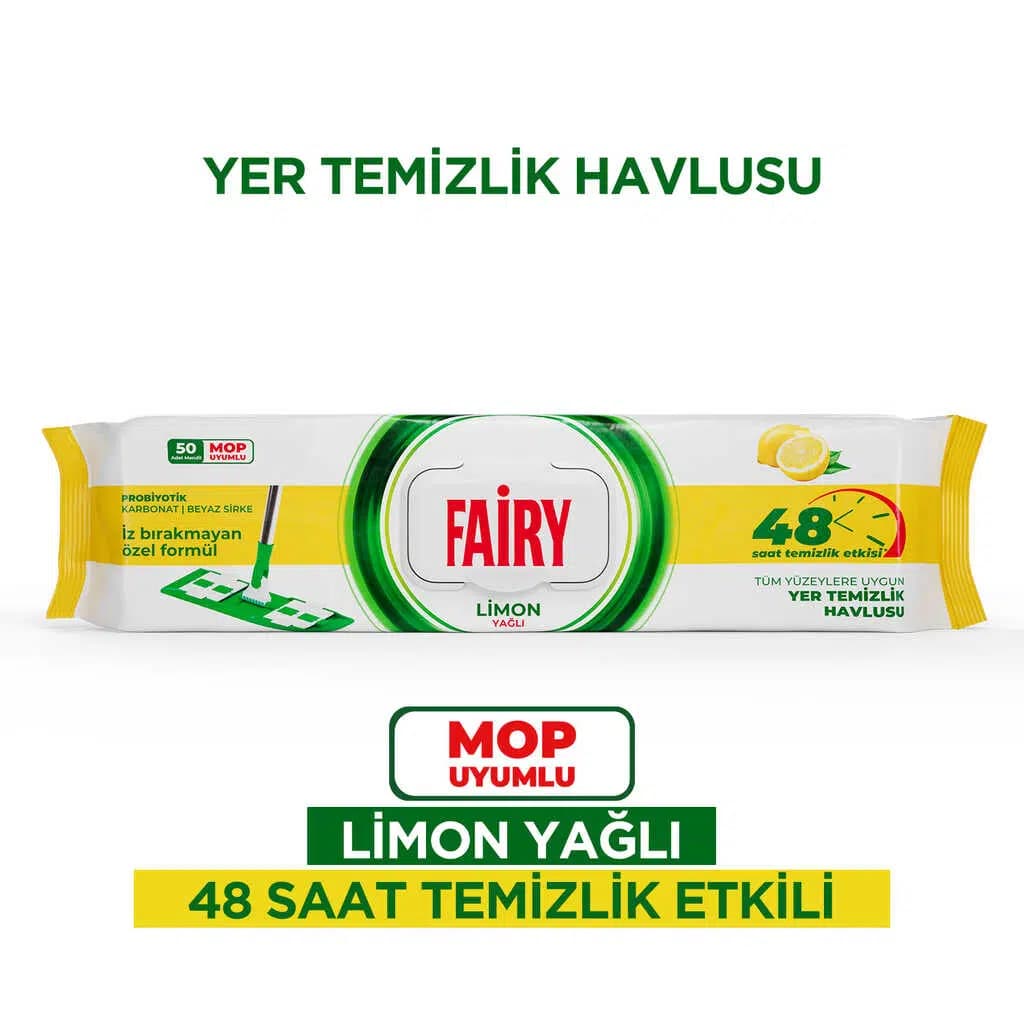 دستمال مرطوب مخصوص تی فیری Fairy قابل شستشو رایحه لیمو بسته 50 عددی — تصویر ۱۱