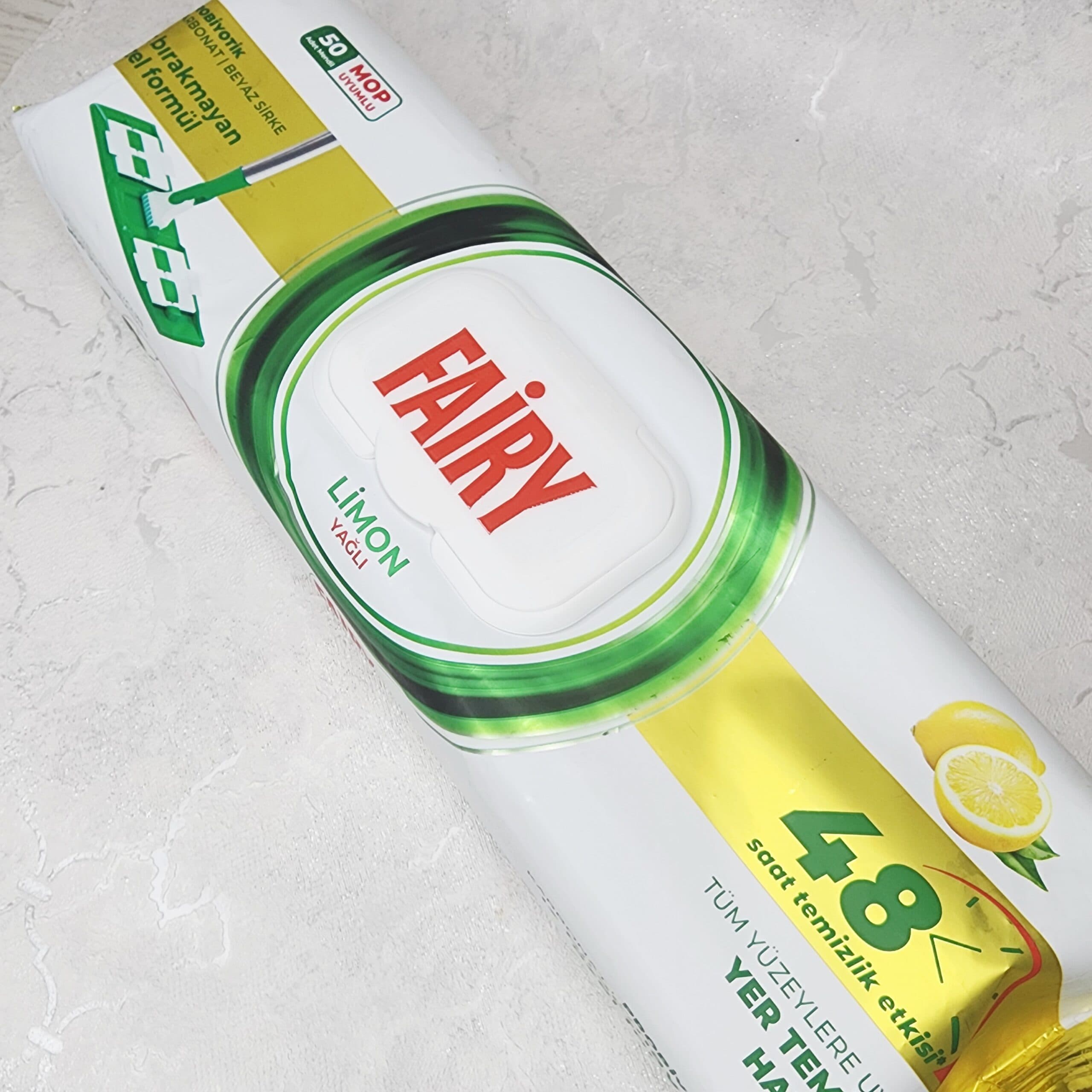 دستمال مرطوب مخصوص تی فیری Fairy قابل شستشو رایحه لیمو بسته 50 عددی