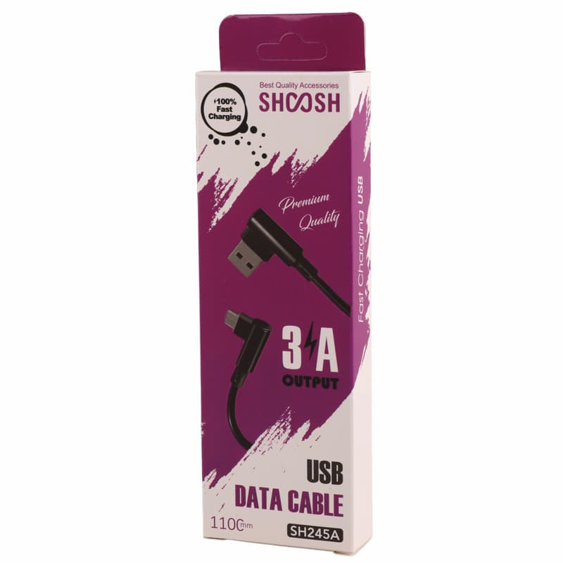 کابل میکرو یو اس بی فست شارژ 3 آمپر شوش SH245A دو سر L طول 1.1 متر — تصویر ۶