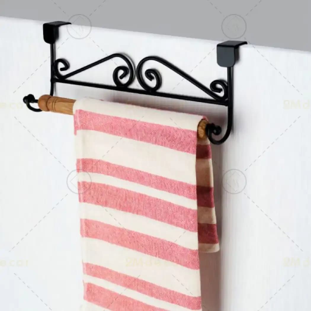 آویز حوله کابینتی با دسته چوبی