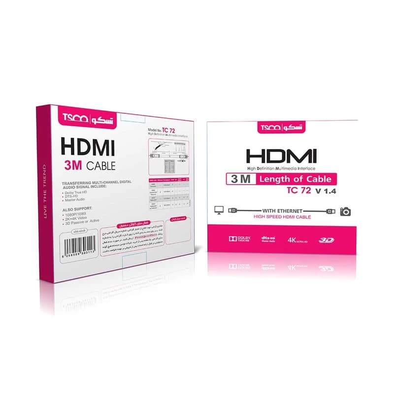 کابل HDMI تسکو مدل TC72 به طول 3 متر — تصویر ۳