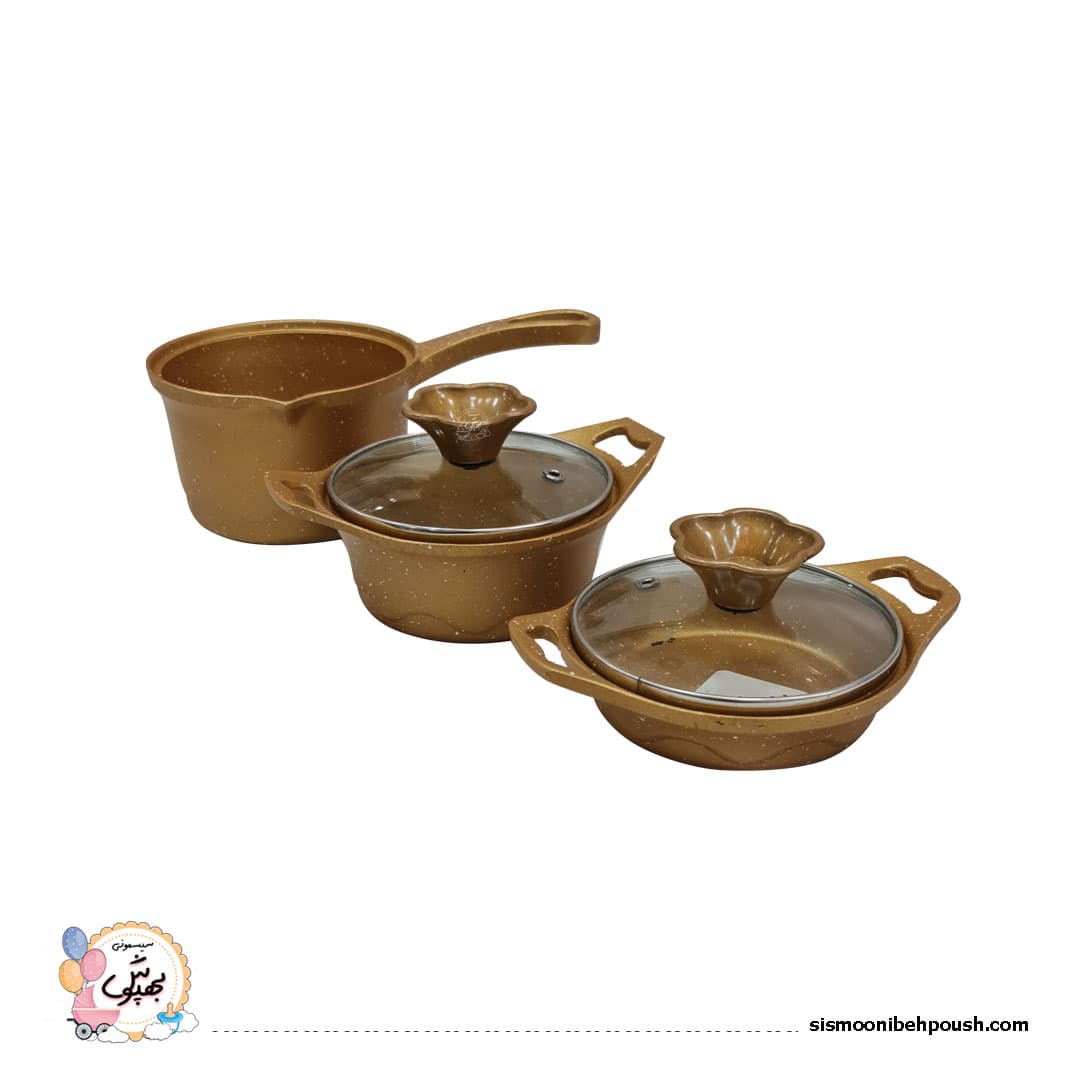 سرویس قابلمه 5 پارچه چدن گرانیتی کودک پیلو (Pilau) — تصویر ۴