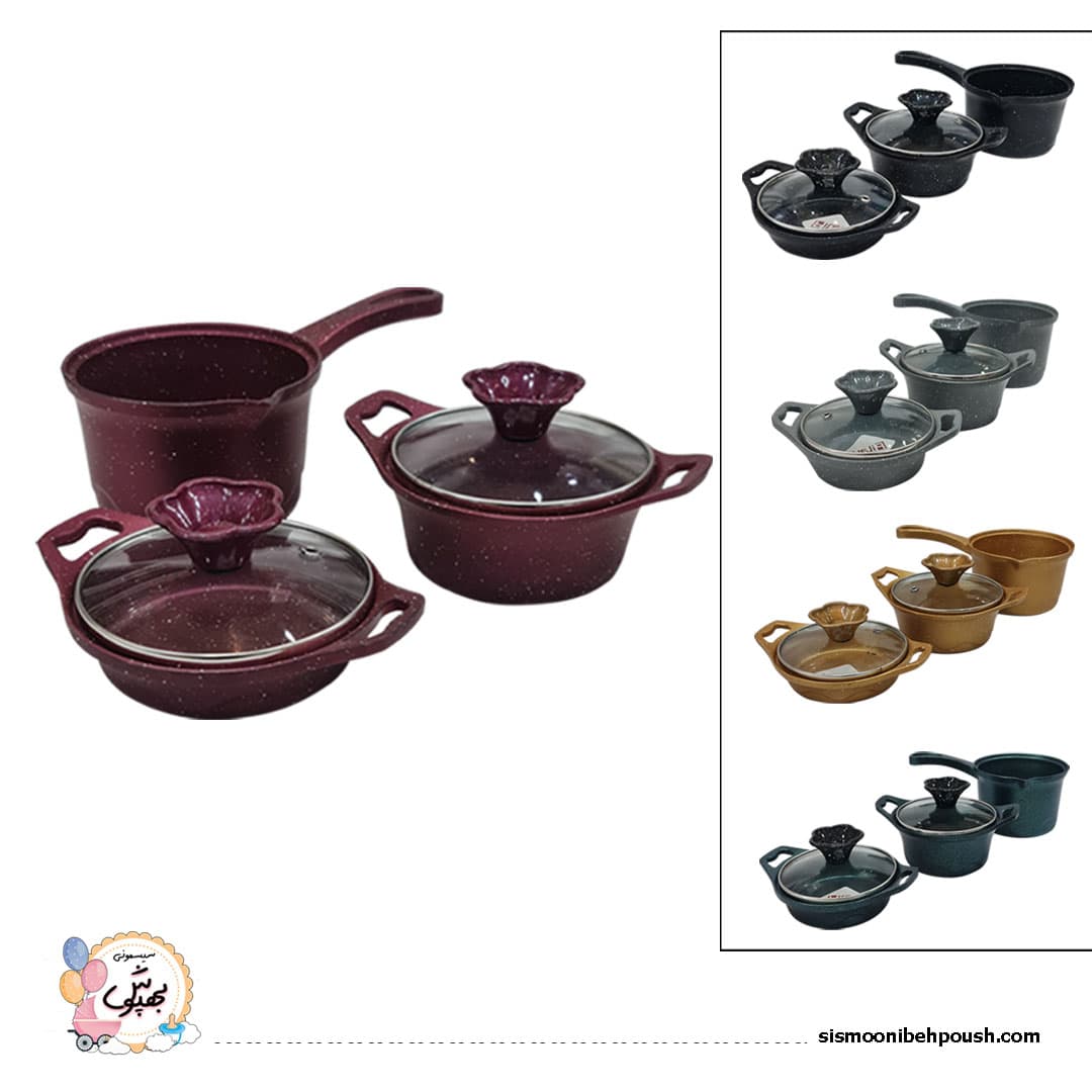 سرویس قابلمه 5 پارچه چدن گرانیتی کودک پیلو (Pilau)