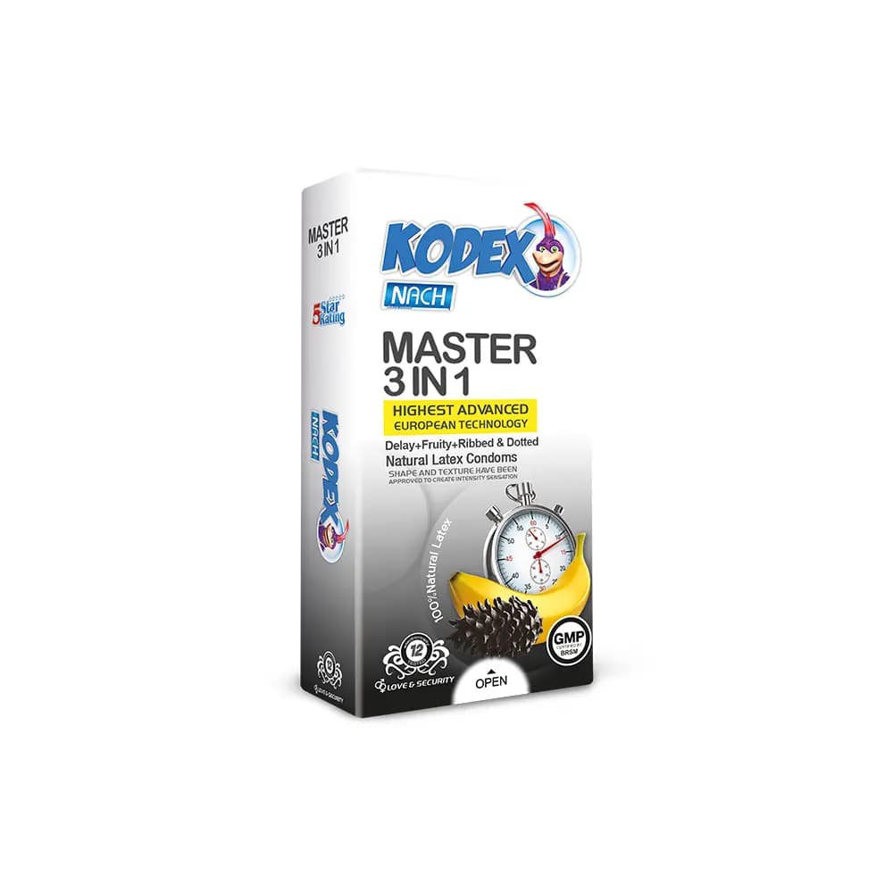 کاندوم تاخیری کدکس مدل Master 3 In 1 بسته 12 عددی – ساده — تصویر ۴