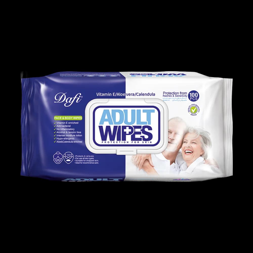 دستمال مرطوب دافی مدل Adult Wipes بسته 100 عددی