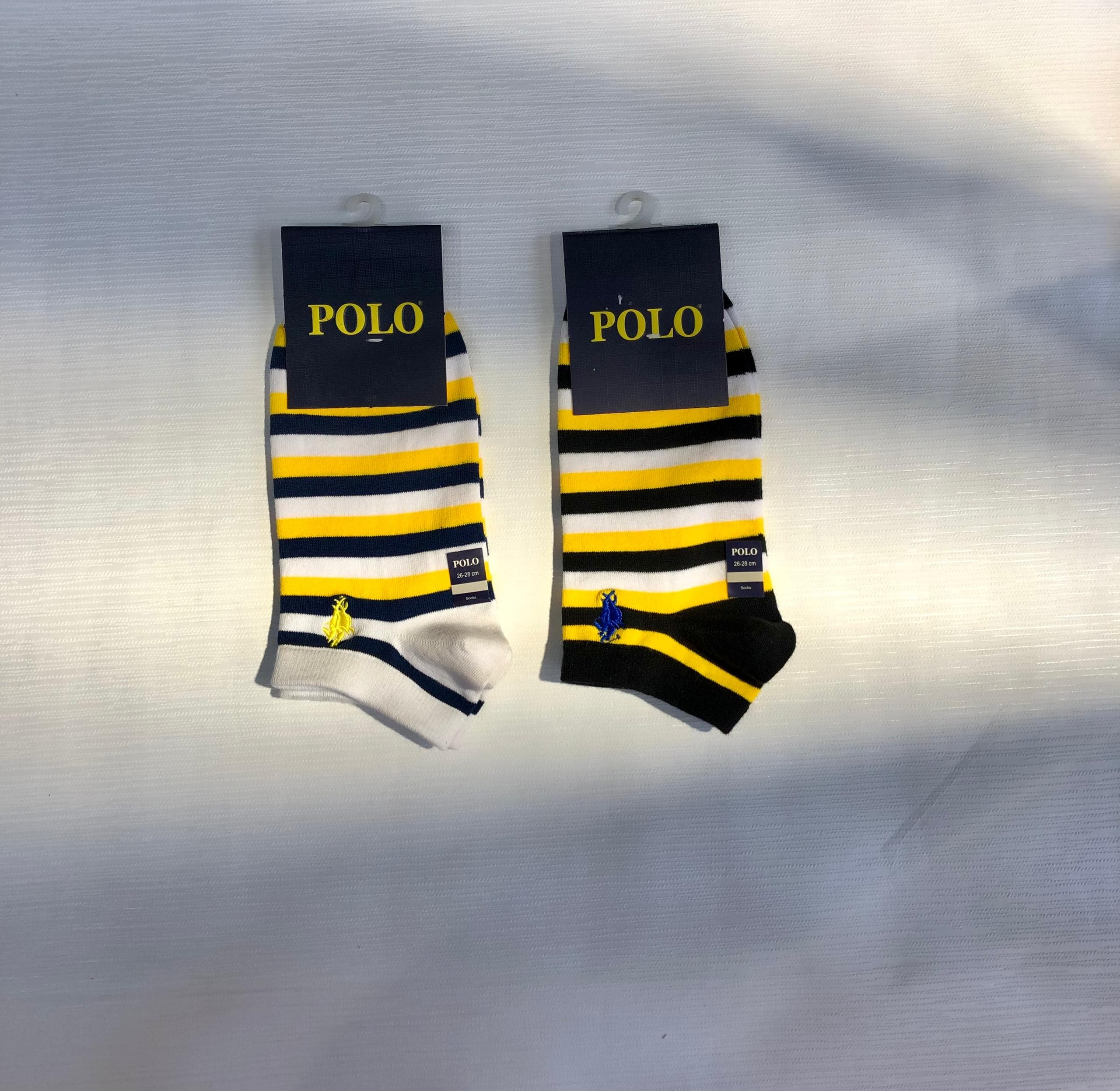 جوراب مچی مردانه برند POLO طرح رینگ زرد