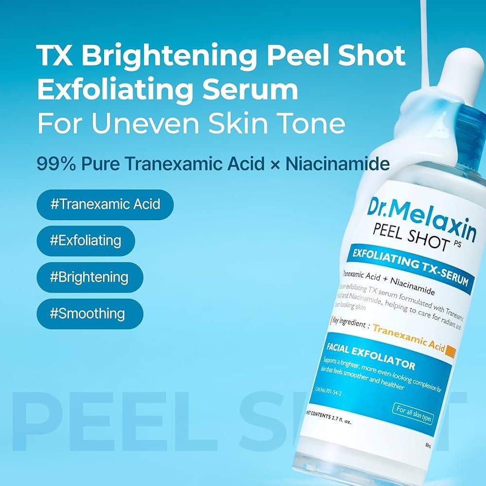 سرم لایهبردار و روشنکننده ترانگزامیک اسید دکتر ملاکسین (Dr. Melaxin TX Brightening Peel Shot) – 80 میلیلیتر — تصویر ۳