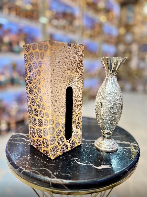 گلدان موشکی قلمزنی اعلا روکش نقره — تصویر ۲