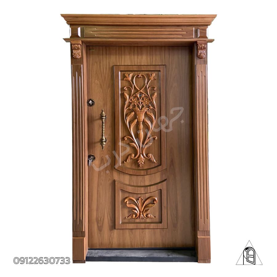 درب ضد سرقت رویه گردو طرح گلدونی