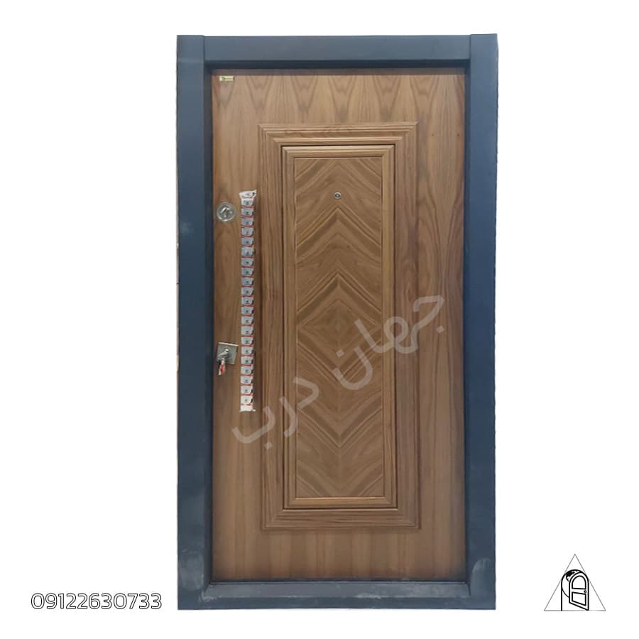 درب ضد سرقت رویه گردو با طرح تک قاب — تصویر ۲