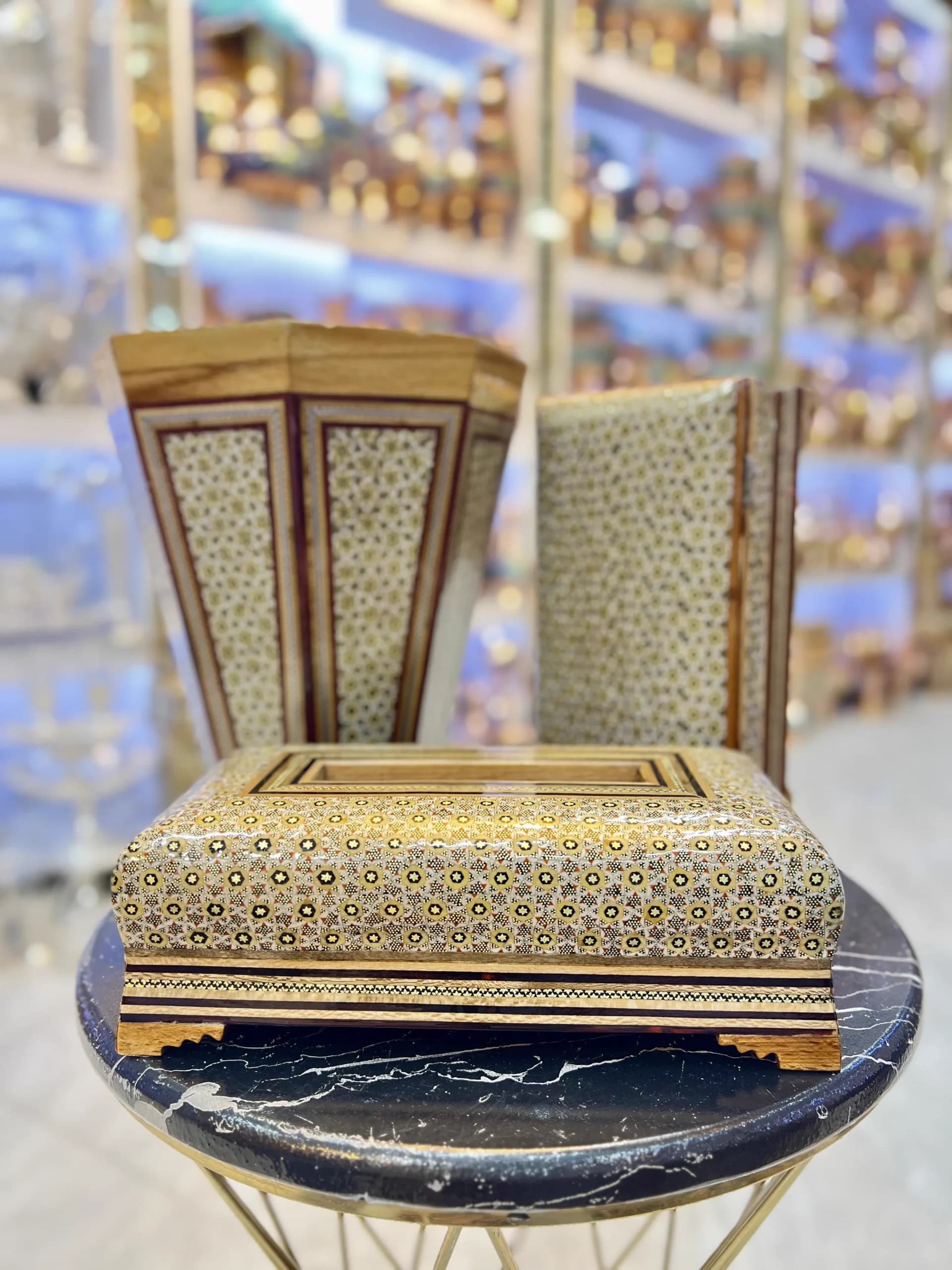 ست جادستمالی جاقاشقی و سطل خاتم تخمدار استخوانی سفید اعلا 2 — تصویر ۴