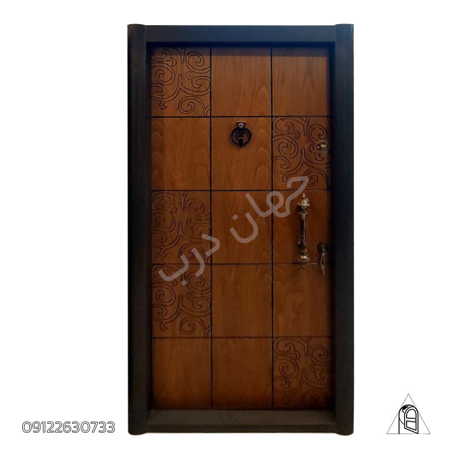 درب ضد سرقت رویه راش CNC طرح ترمه — تصویر ۲