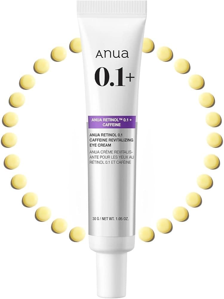 کرم دور چشم رتینول ۰.۱ درصد آنوآ کافئین | ANUA Retinol 0.1% + Caffeine Revitalizing Eye Cream | حجم ۳۰ گرم
