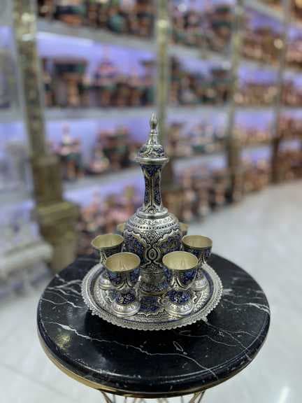 ست تنگ و جام و سینی قلمزنی و نقاشی تذهیب